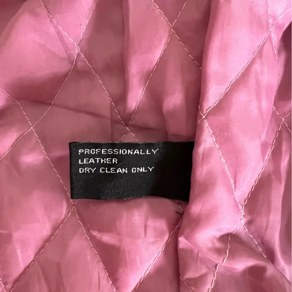 Marcia Collection Cafe Racer Pink Black Leather Women's Motorcycle Jacket Small - Picture 6 of 6